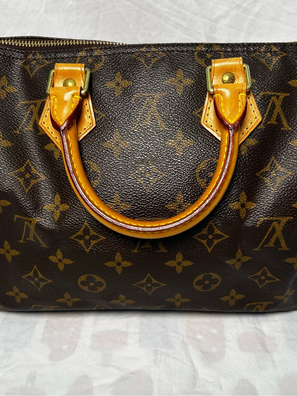 Monogram Canvas Satchel Bag in Brown and Tan
